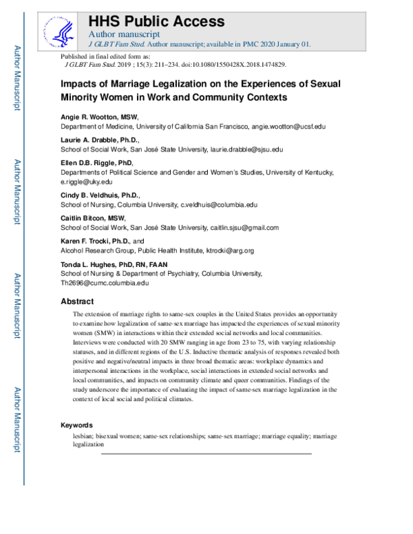 (PDF) Impacts of Marriage Legalization on the Experiences of Sexual ...