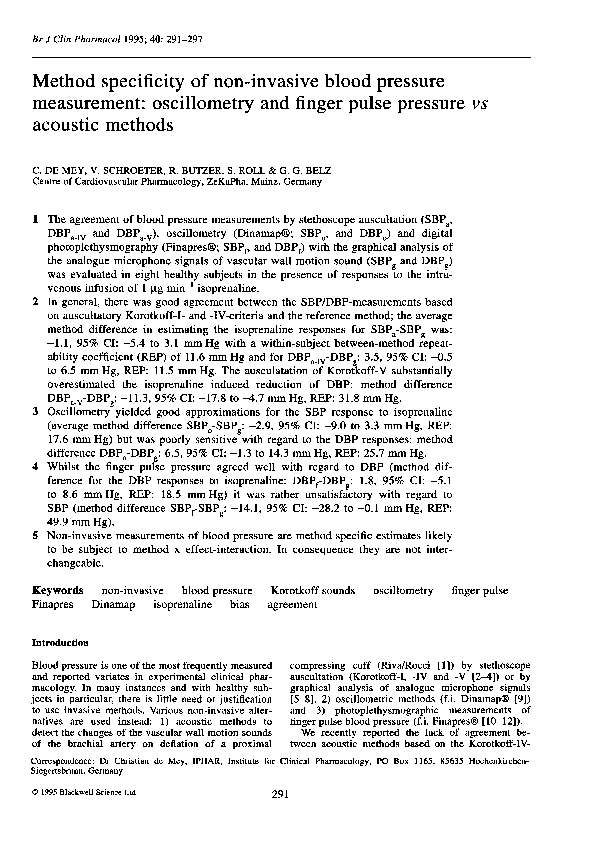 (PDF) Method specificity of non-invasive blood pressure measurement ...