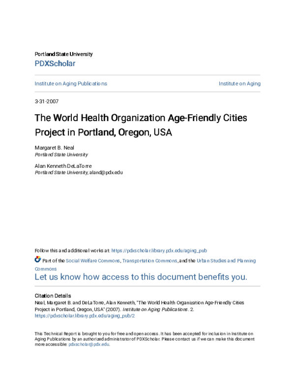 (PDF) The World Health Organization Age-Friendly Cities Project in ...