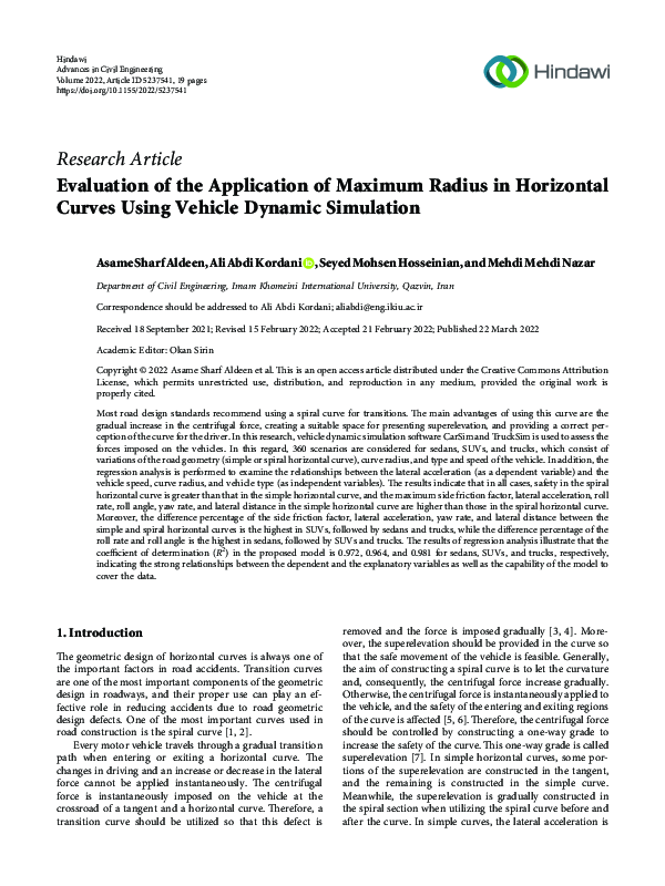 (PDF) Evaluation of the Application of Maximum Radius in Horizontal ...