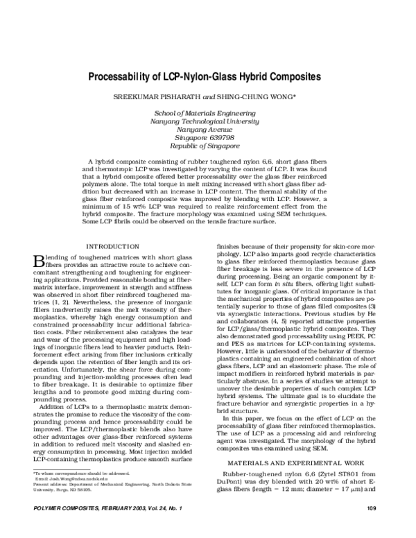(PDF) Processability of LCP-nylon-glass hybrid composites | Shing-Chung ...