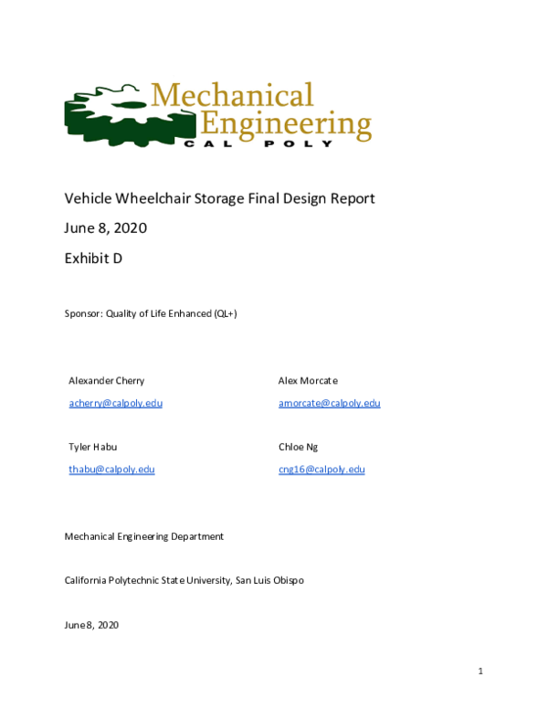 (PDF) Vehicle Wheelchair Storage Final Design Report
