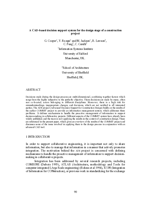 (PDF) A CAD-Based Decision Support System for the Design Stage of a ...