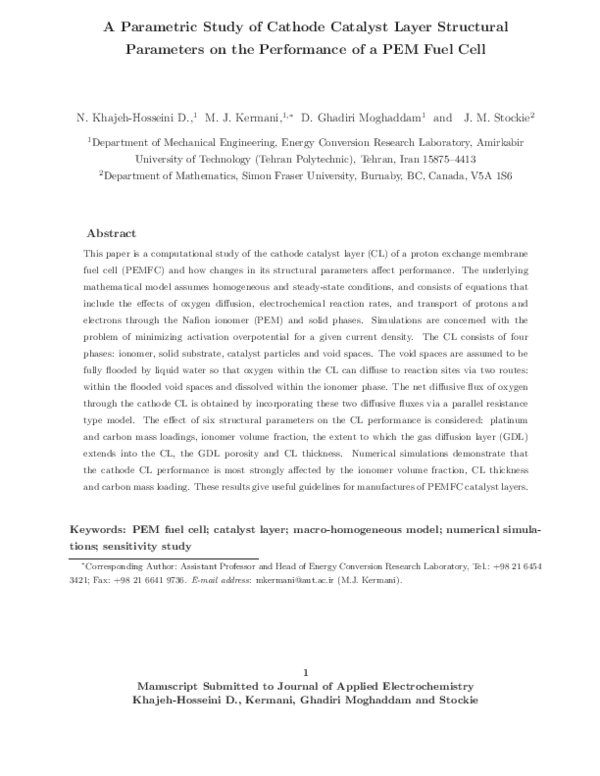 (PDF) A parametric study of cathode catalyst layer structural ...
