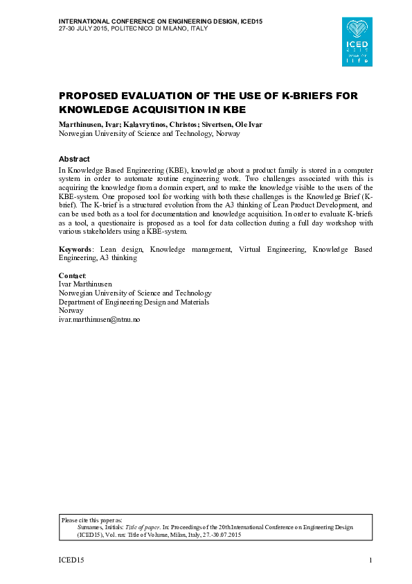 (PDF) Proposed evaluation of the use of K-briefs for knowledge ...