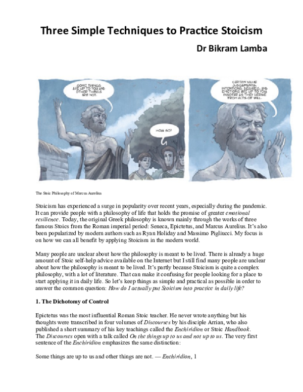(DOC) Three Simple Techniques to Practice Stoicism