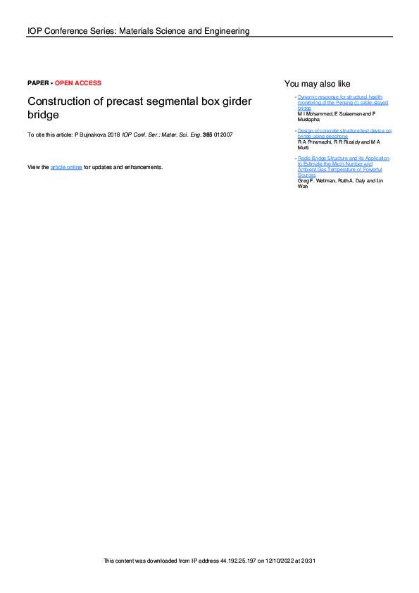 (PDF) Construction of precast segmental box girder bridge