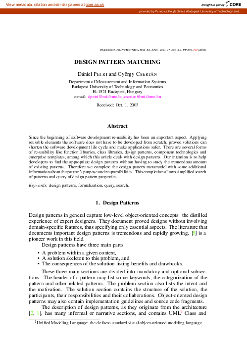 (PDF) Design Pattern Matching