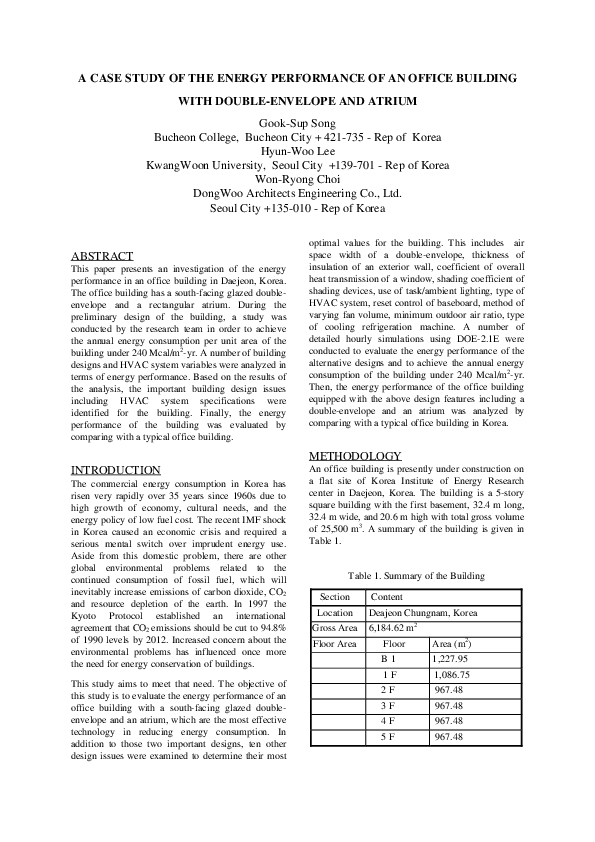 (PDF) 1A Case Study of the Energy Performance of an Office Building ...