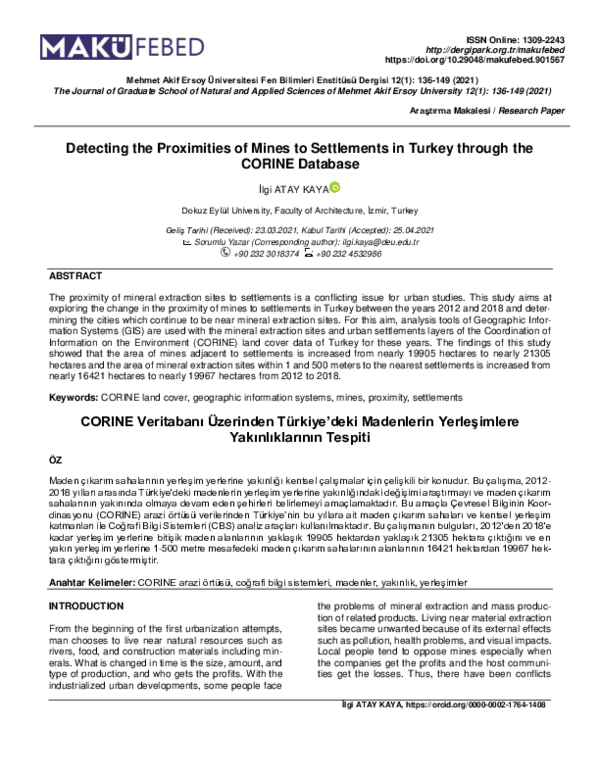(PDF) Detecting the Proximities of Mines to Settlements in Turkey ...