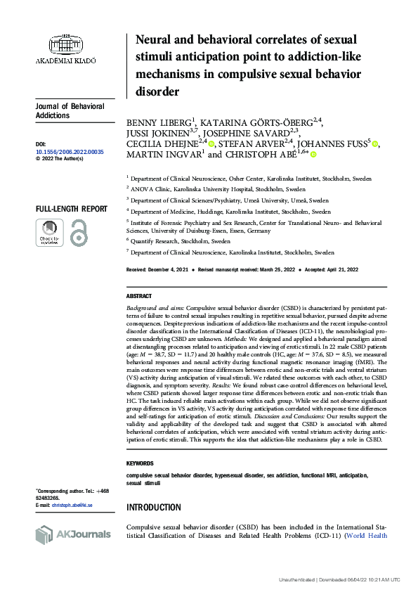 (PDF) Neural and behavioral correlates of sexual stimuli anticipation ...