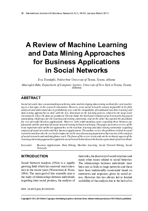 (PDF) A Review of Machine Learning and Data Mining Approaches for ...