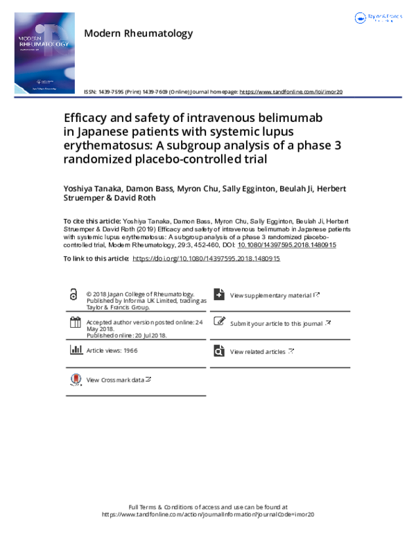 (PDF) Efficacy and safety of intravenous belimumab in Japanese patients ...