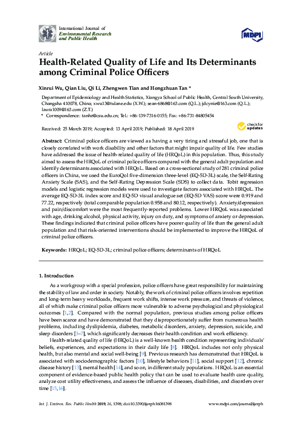 (PDF) Health-related quality of life and its determinants in children ...