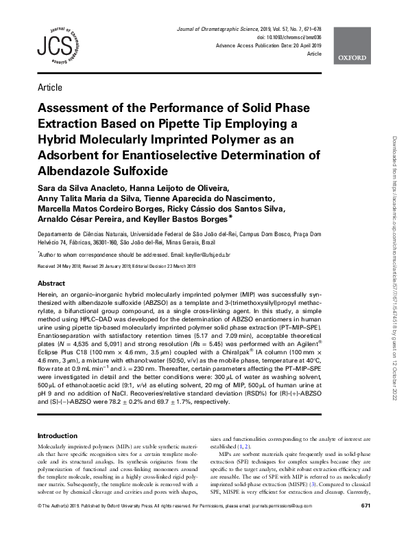 (PDF) Assessment of the Performance of Solid Phase Extraction Based on ...