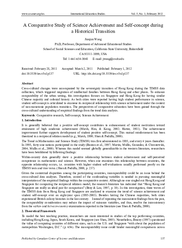 (PDF) A Comparative Study of Science Achievement and Self-concept ...