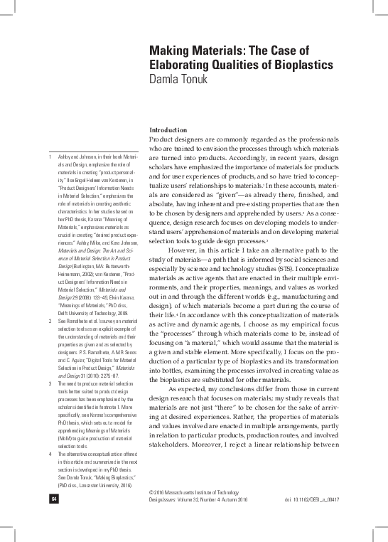 (PDF) Making Materials: The Case of Elaborating Qualities of ...