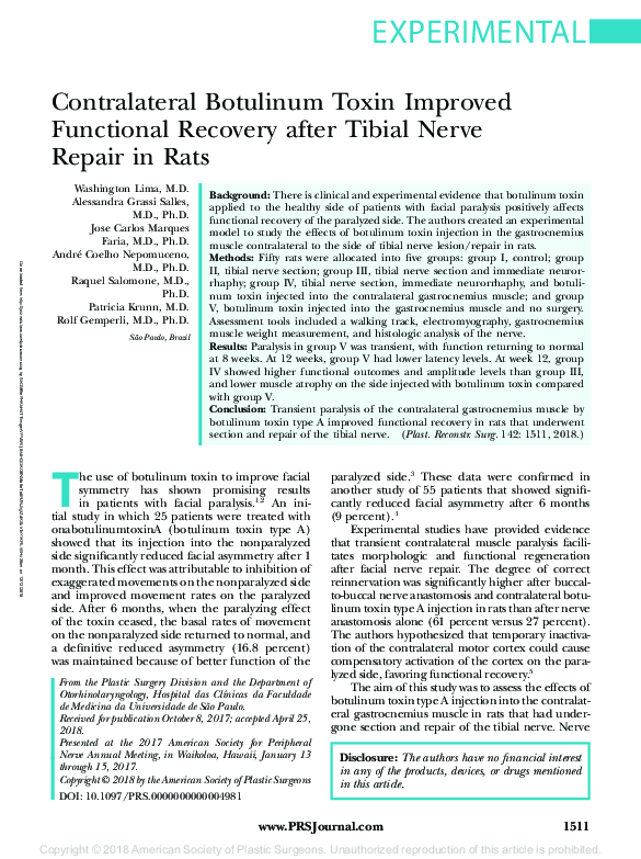 (PDF) Contralateral Botulinum Toxin Improved Functional Recovery after ...