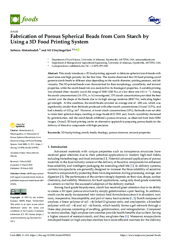 (PDF) Fabrication of Porous Spherical Beads from Corn Starch by Using a ...
