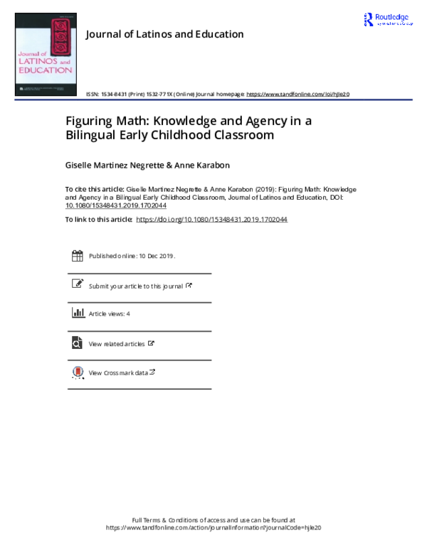 (PDF) Figuring Math: Knowledge and Agency in a Bilingual Early ...