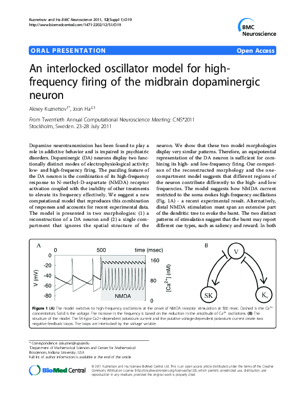 (PDF) An interlocked oscillator model for high-frequency firing of the ...