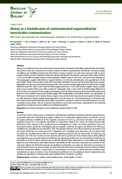 (PDF) Honey as a bioindicator of environmental organochlorine ...