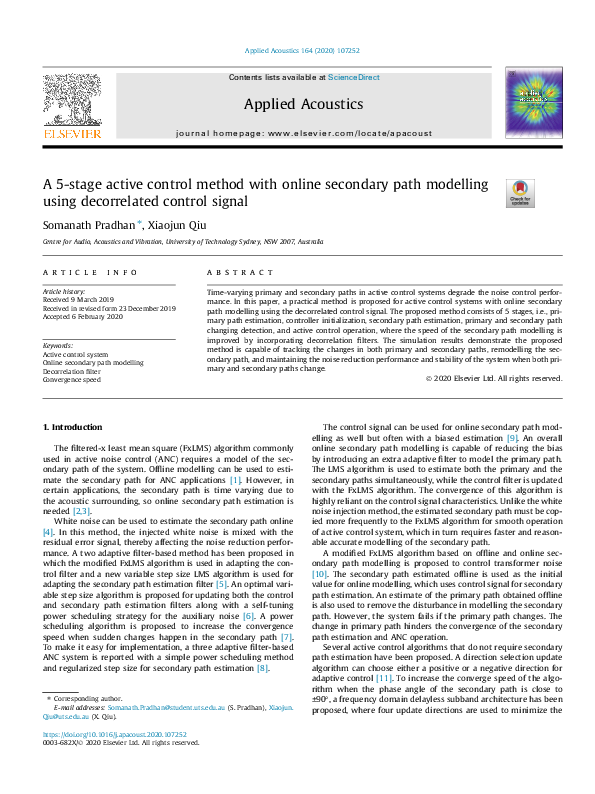 (PDF) A 5-stage active control method with online secondary path ...