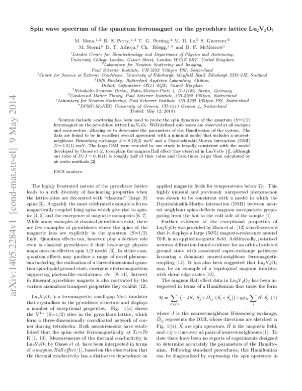 (PDF) Spin-Wave Spectrum of the Quantum Ferromagnet on the Pyrochlore ...