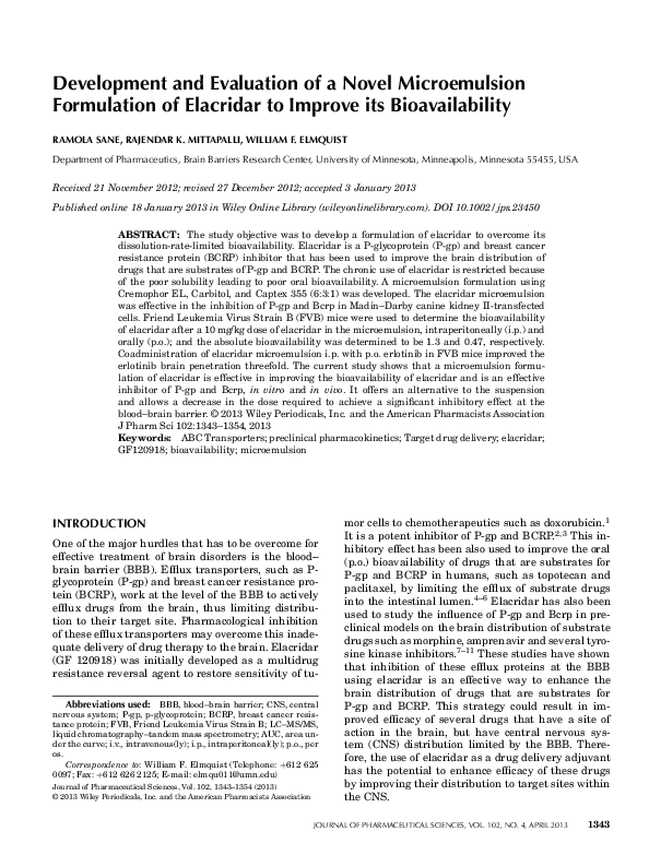 (PDF) Development and evaluation of novel microemulsion based oral ...