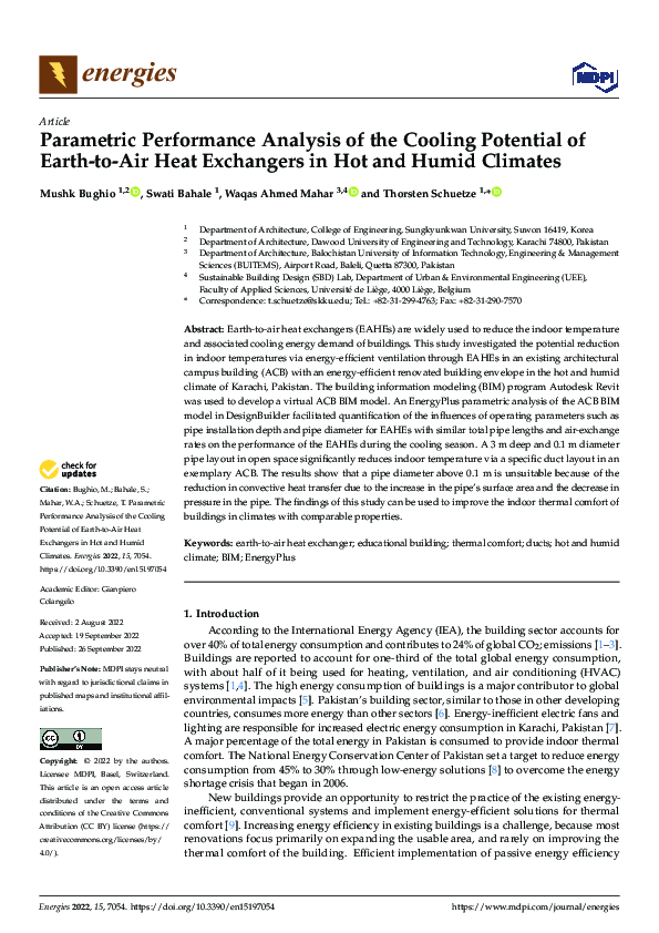 (PDF) Parametric Performance Analysis of the Cooling Potential of Earth ...