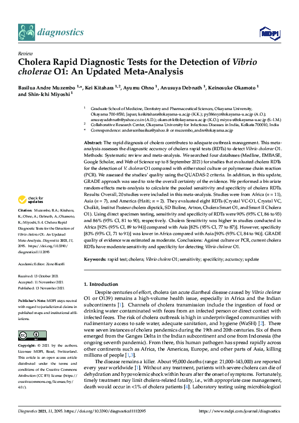(PDF) Cholera Rapid Diagnostic Tests for the Detection of Vibrio ...