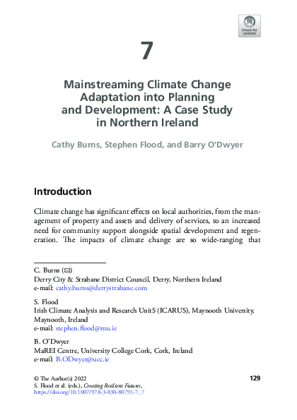 Pdf Mainstreaming Climate Change Adaptation Into Planning And