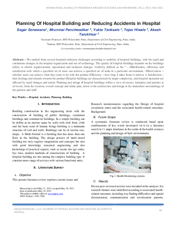 (PDF) Planning Of Hospital Building and Reducing Accidents in Hospital