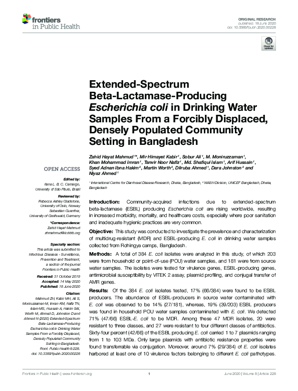 (PDF) Extended-Spectrum Beta-Lactamase-Producing Escherichia coli in ...