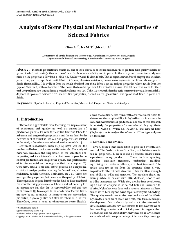 (PDF) Analysis of some Physical and Mechanical Properties of Selected ...