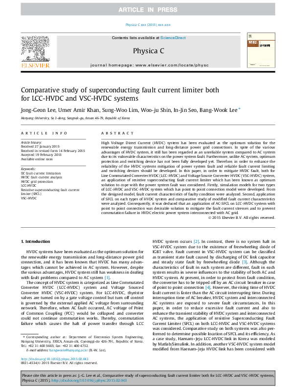 (PDF) Comparative study of superconducting fault current limiter both