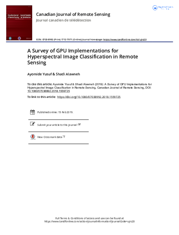(PDF) A Survey of GPU Implementations for Hyperspectral Image ...