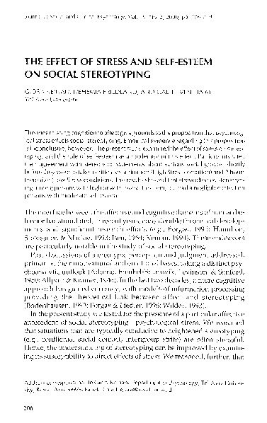 (PDF) The Effect of Stress and Self-Esteem on Social Stereotyping