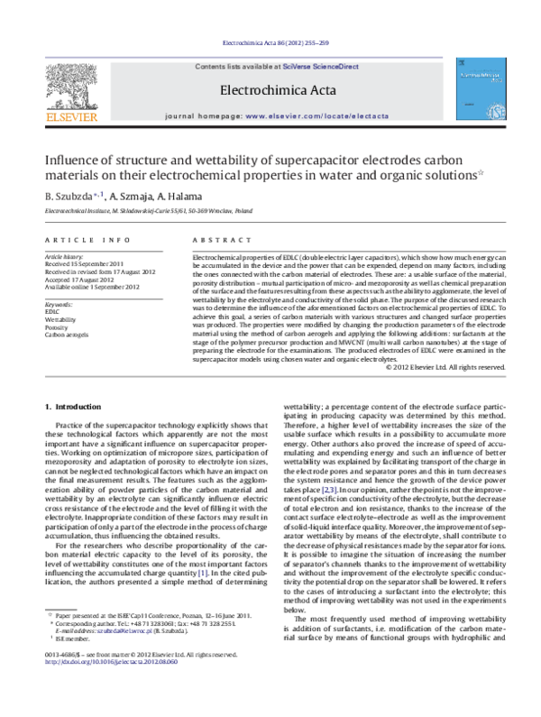 (PDF) Influence of structure and wettability of supercapacitor ...