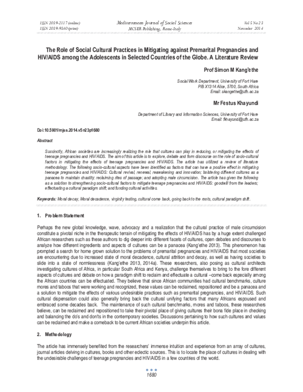 (PDF) The Role of Social Cultural Practices in Mitigating against ...