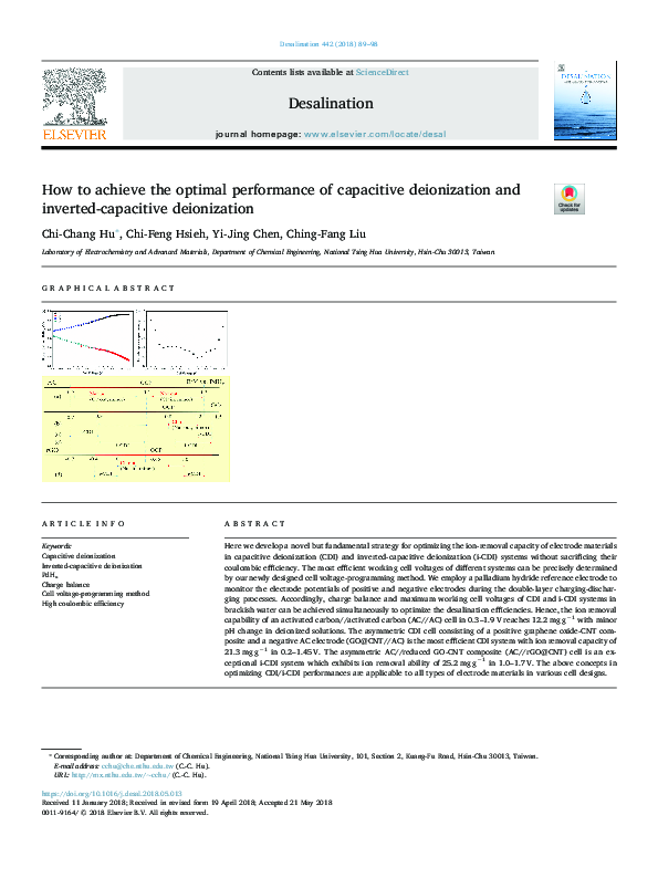 (PDF) How to achieve the optimal performance of capacitive deionization ...