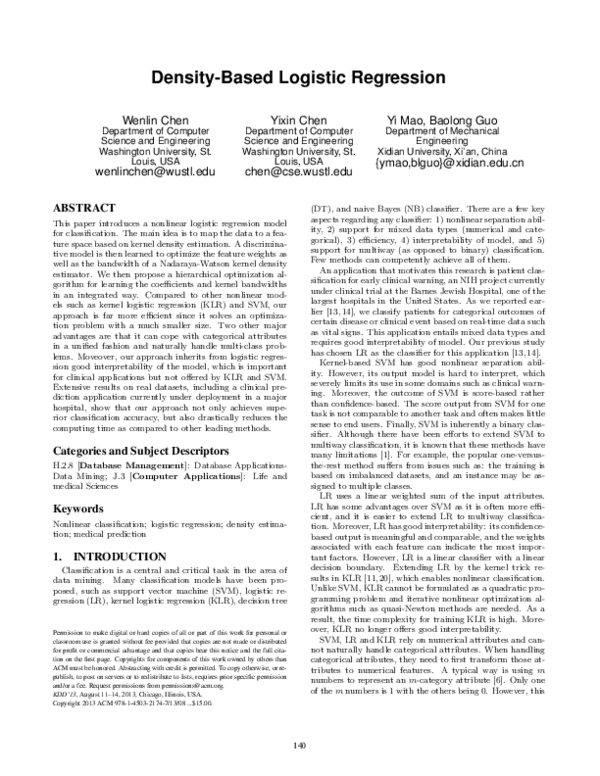 (PDF) Density-based logistic regression