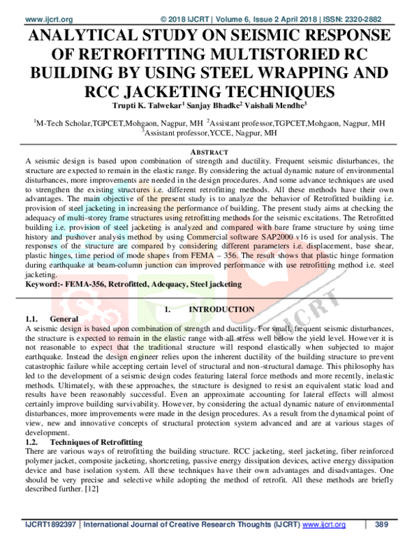 (PDF) Analytical Study on Seismic Response of Retrofitting Multistoried ...