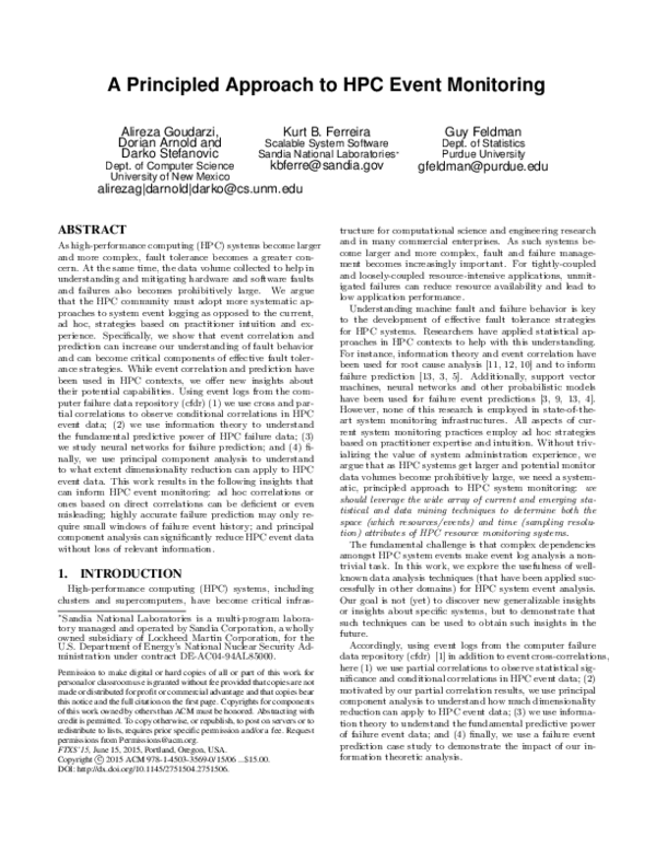 (PDF) A Principled Approach to HPC Event Monitoring