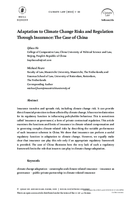 (PDF) Adaptation to Climate Change Risks and Regulation Through ...