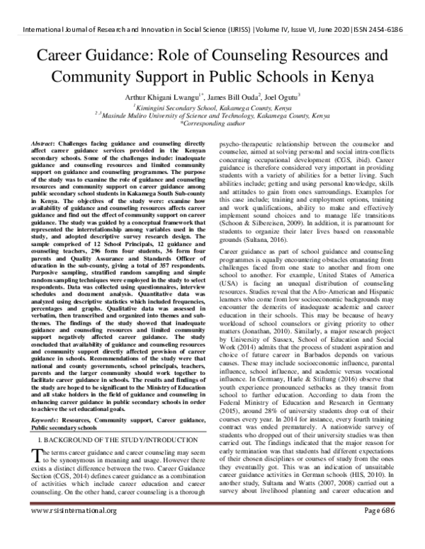 (PDF) Career Guidance: Role of Counseling Resources and Community ...