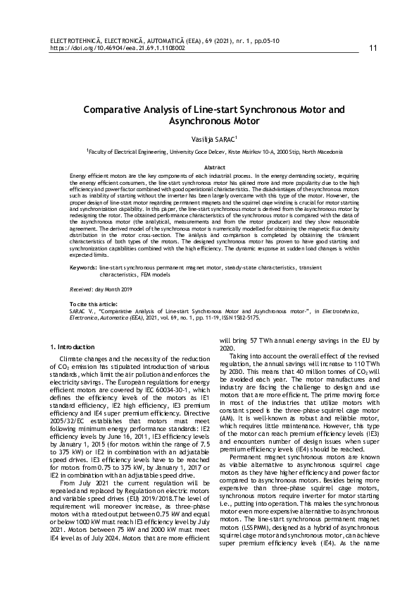(PDF) Comparative Analysis of Line-start Synchronous Motor and ...