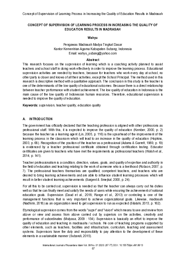 (PDF) Concept of Supervision of Learning Process in Increasing the ...