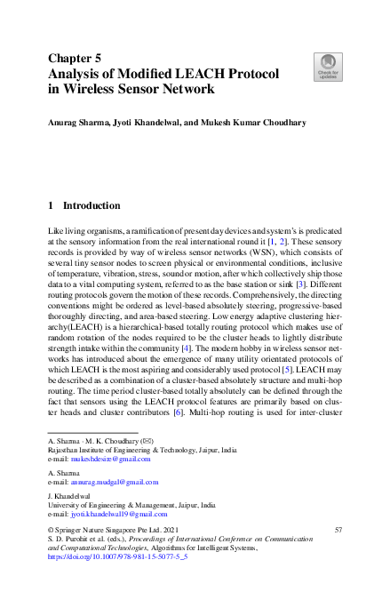 (PDF) Analysis of Modified LEACH Protocol in Wireless Sensor Network