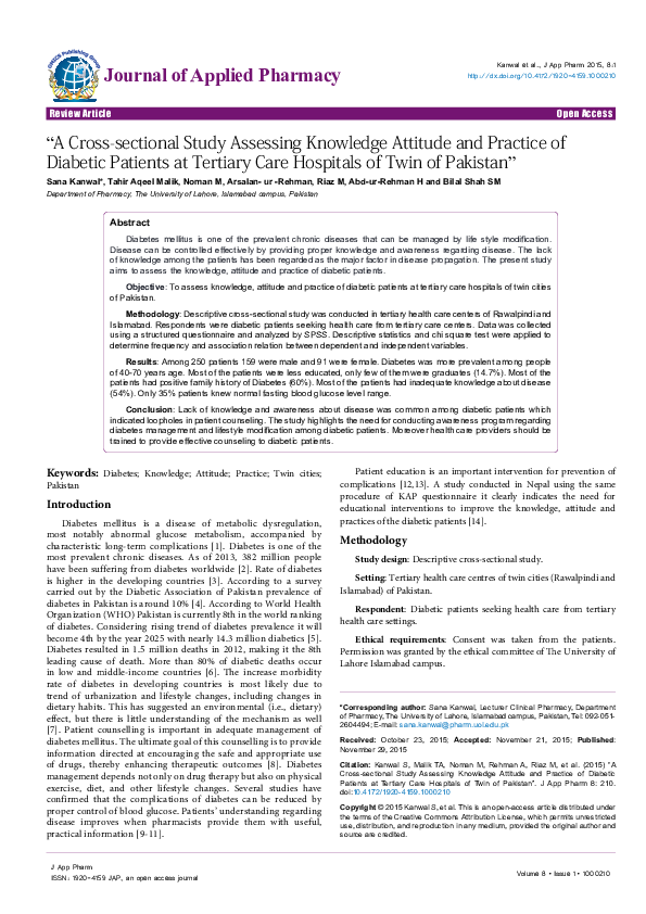 (PDF) A Cross-sectional Study Assessing Knowledge Attitude and Practice ...